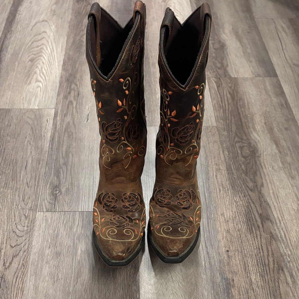 Laredo Brown and Orange Embroidered Women's Boots